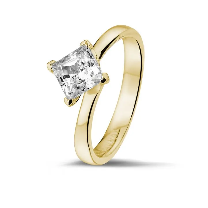 2.00 quilates anillo solitario en oro amarillo con diamante talla princesa 