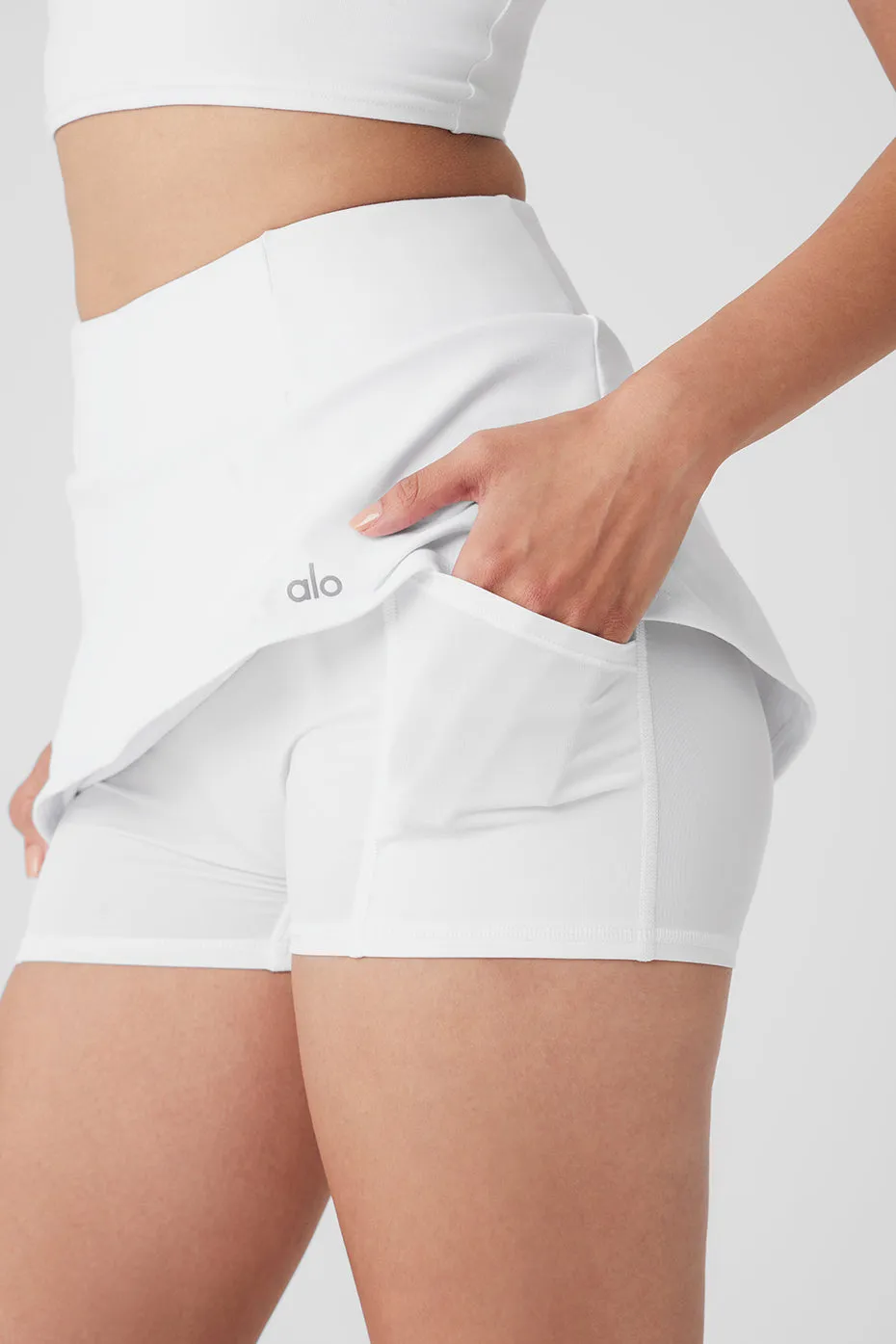 AIRBRUSH HIGHWAIST GOOD FORM TENNIS SKIRT  WHITE