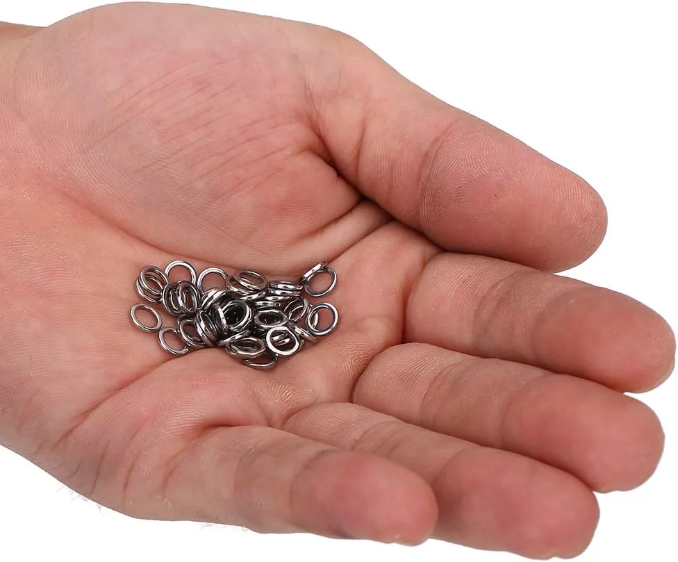Alomejor Anillos de Pesca divididos 5 tamaños 50 unids/Set de Acero Inoxidable de Alta Resistencia de Alta Resistencia señuelos 