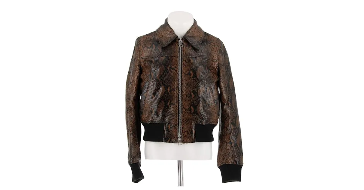 AMI Chaquetas T.International L Cuero Castaño 