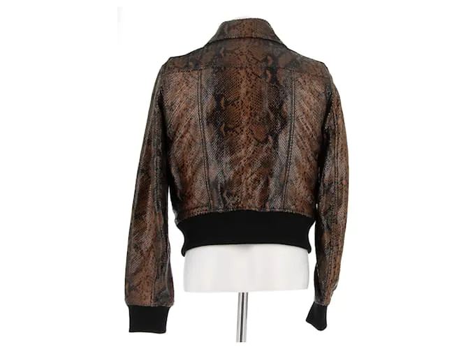AMI Chaquetas T.International L Cuero Castaño 