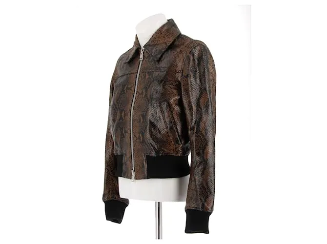 AMI Chaquetas T.International L Cuero Castaño 