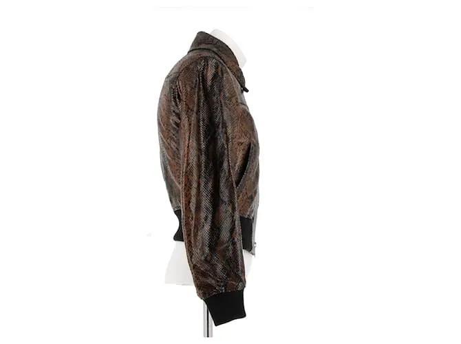 AMI Chaquetas T.International L Cuero Castaño 