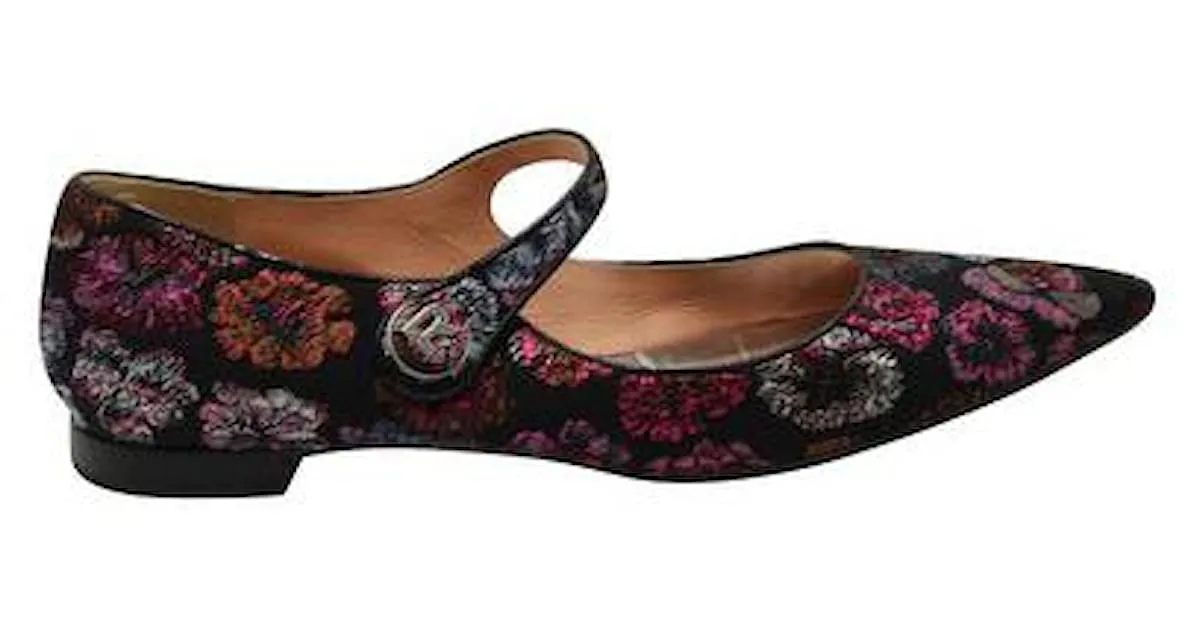 Autre Marque Merceditas Rochas en Negro con Flores Bordadas Metálico 