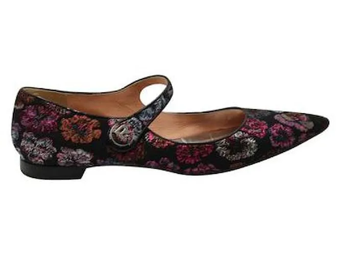 Autre Marque Merceditas Rochas en Negro con Flores Bordadas Metálico 