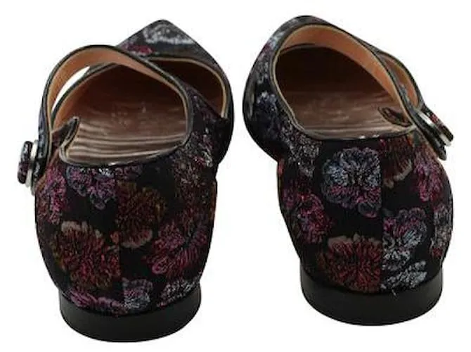 Autre Marque Merceditas Rochas en Negro con Flores Bordadas Metálico 