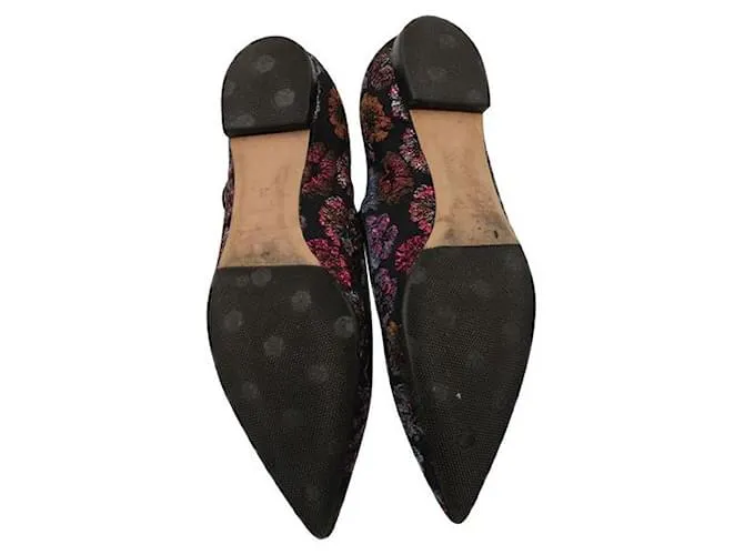 Autre Marque Merceditas Rochas en Negro con Flores Bordadas Metálico 