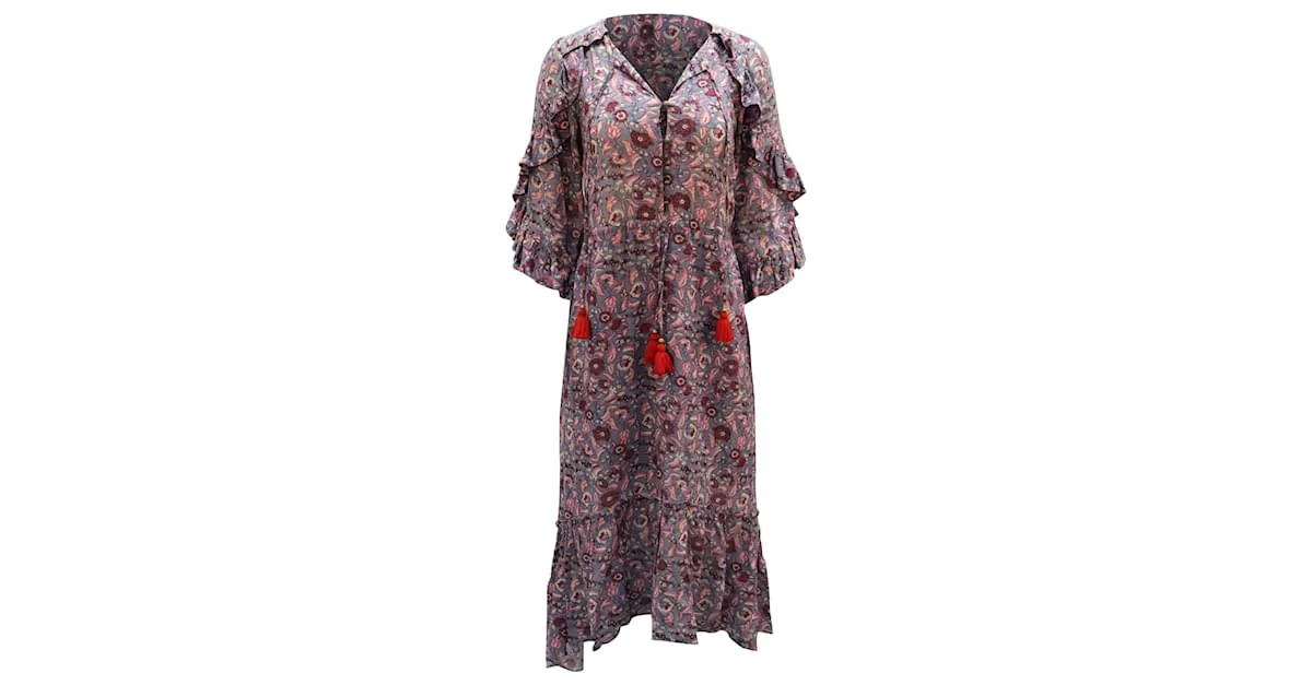 Autre Marque VESTIDO BOHO ESTAMPADO Figue Viscosa Multicolor Impresión de pitón 