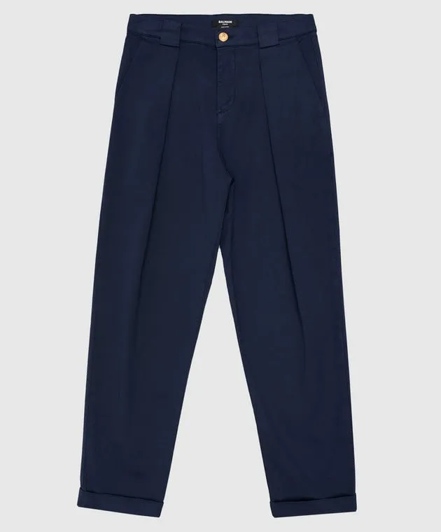 Balmain Children's blue pants with lapels