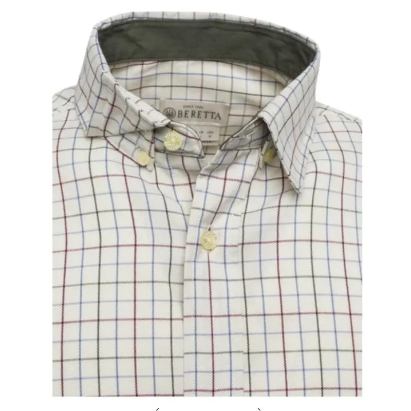 Beretta Camisa Charlow Ivory &  Blue Check Manga Larga