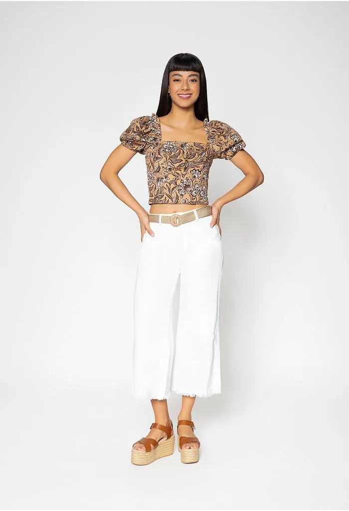 Blusa manga corta con cortes