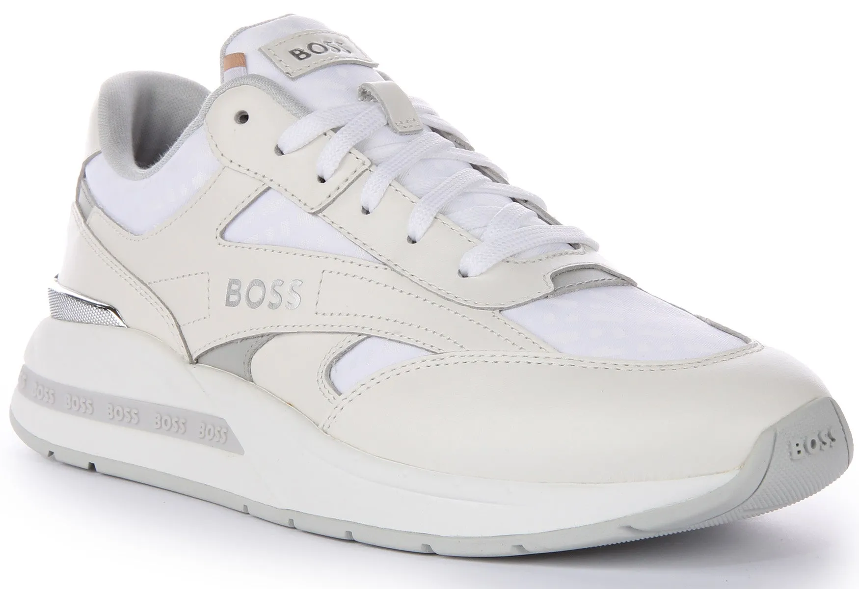 Boss Kurt Runn MNMX Zapatillas casual de piel con cordones para hombre en negro dorado