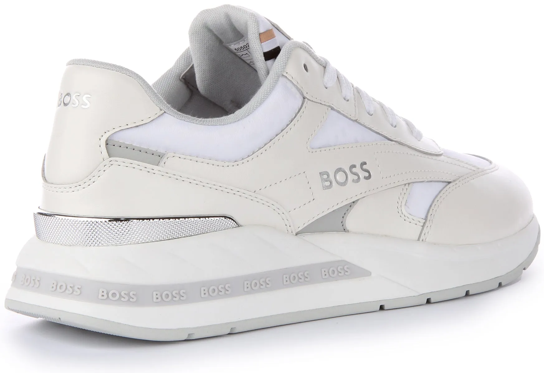 Boss Kurt Runn MNMX Zapatillas casual de piel con cordones para hombre en negro dorado