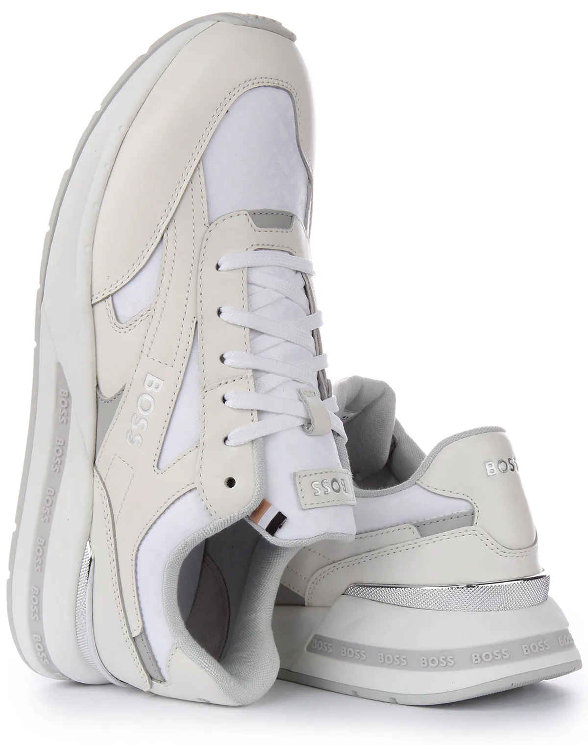 Boss Kurt Runn MNMX Zapatillas casual de piel con cordones para hombre en negro dorado