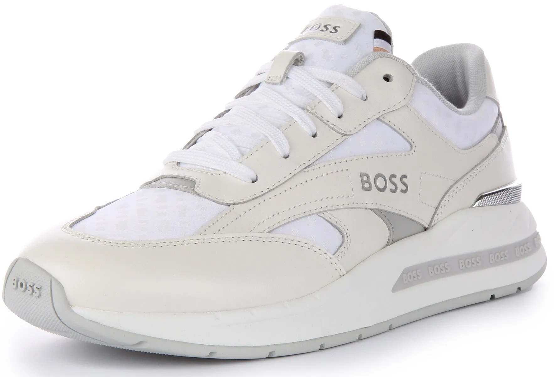 Boss Kurt Runn MNMX Zapatillas casual de piel con cordones para hombre en negro dorado