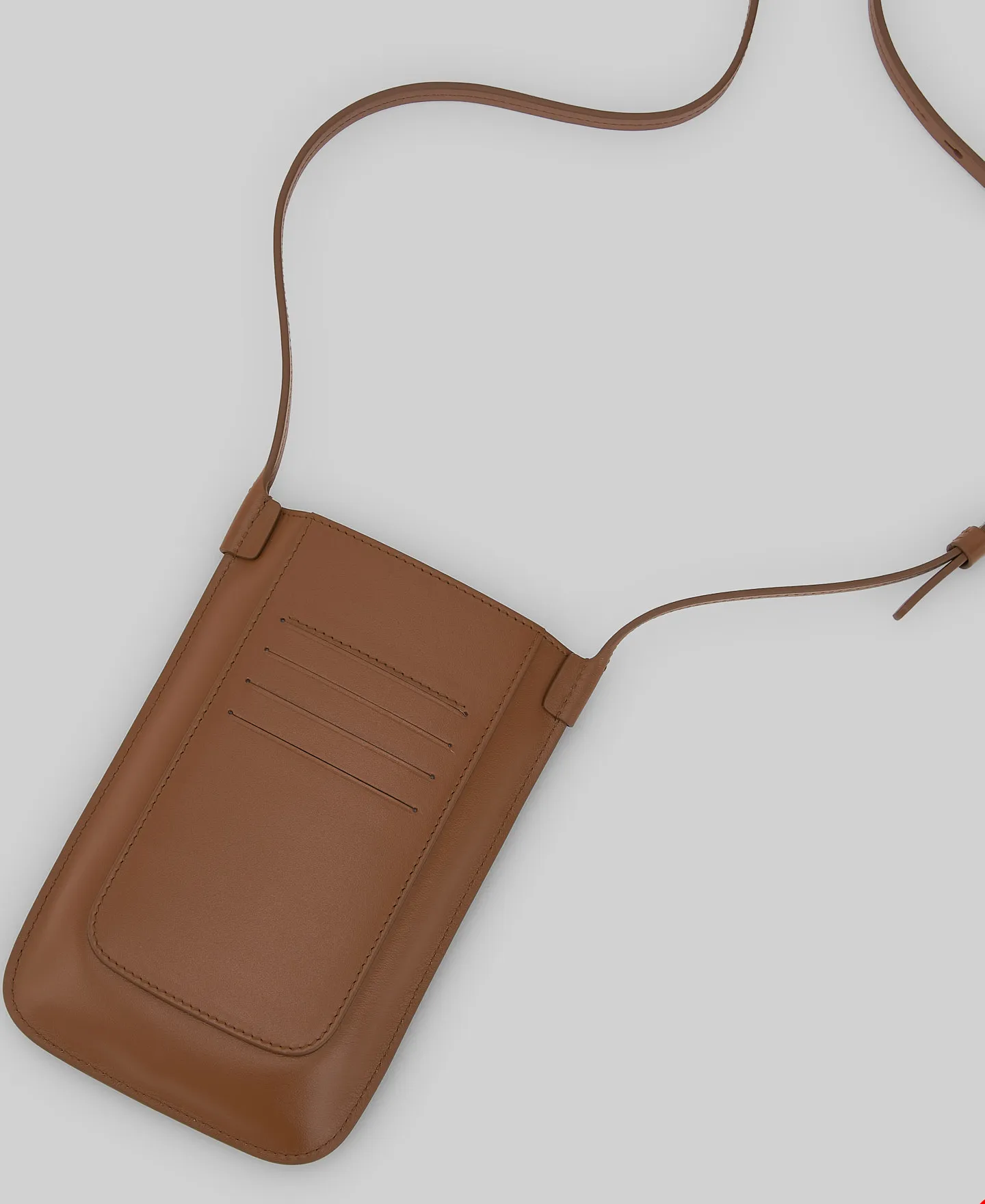 Brown leather mobile phone holder woman
