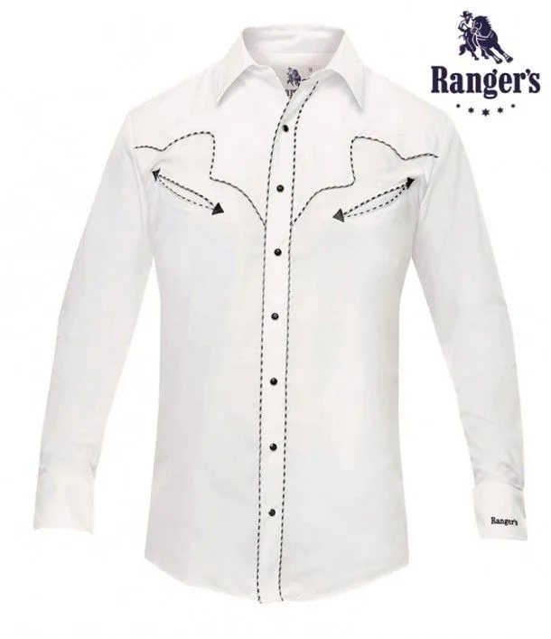 Camisa básica estilo vaquero para hombre Ranger's color blanco