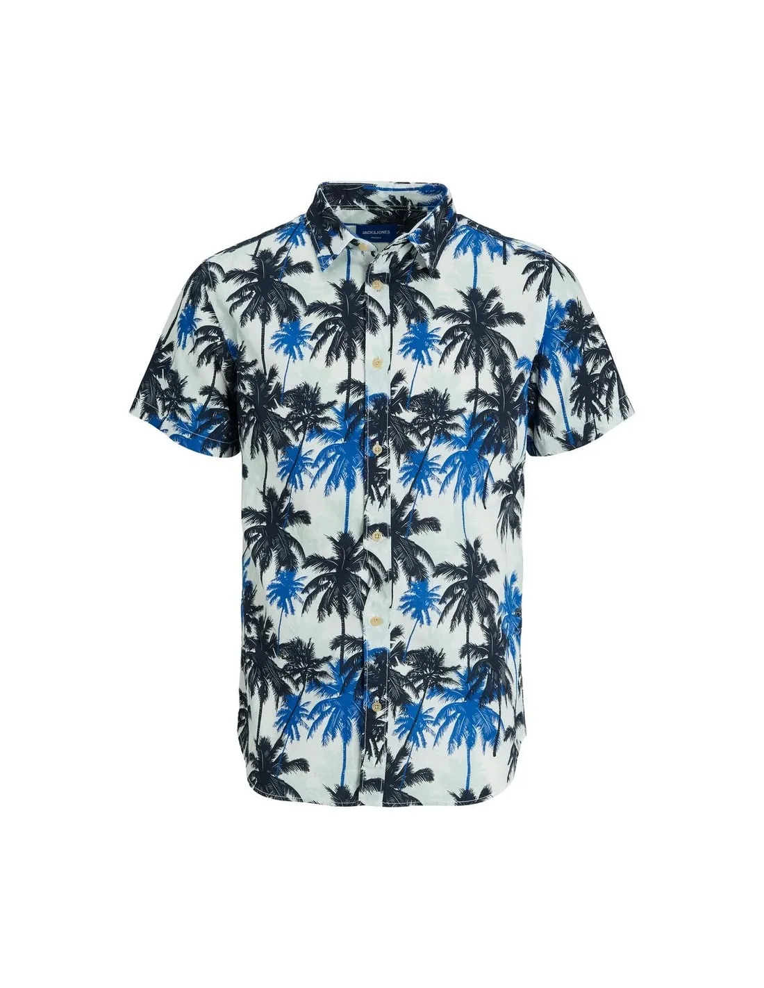CAMISA JACK & JONES BLANCA Y AZUL ESTAMPADA  ECOOL
