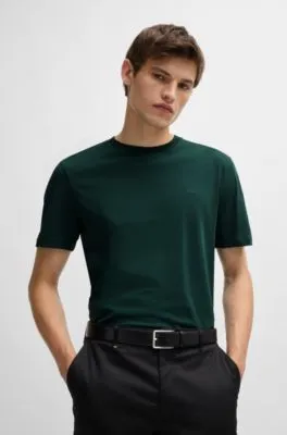 Camiseta de punto de algodón con logo estampado de goma