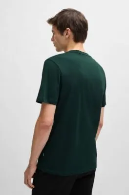 Camiseta de punto de algodón con logo estampado de goma