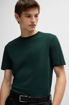 Camiseta de punto de algodón con logo estampado de goma