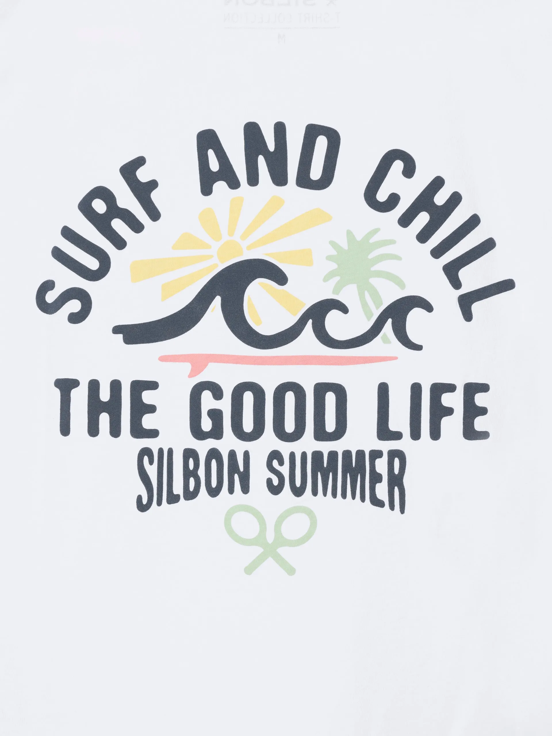 Camiseta surf and chill blanca