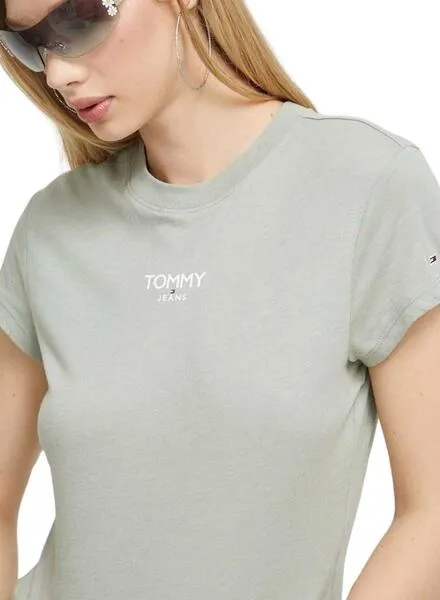 Camiseta Tommy Jeans Essential Logo Verde Mujer