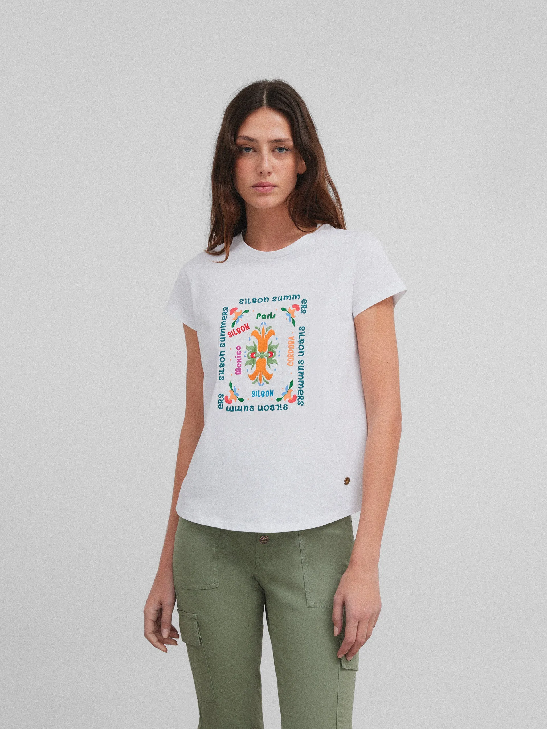 Camiseta woman estampada blanca