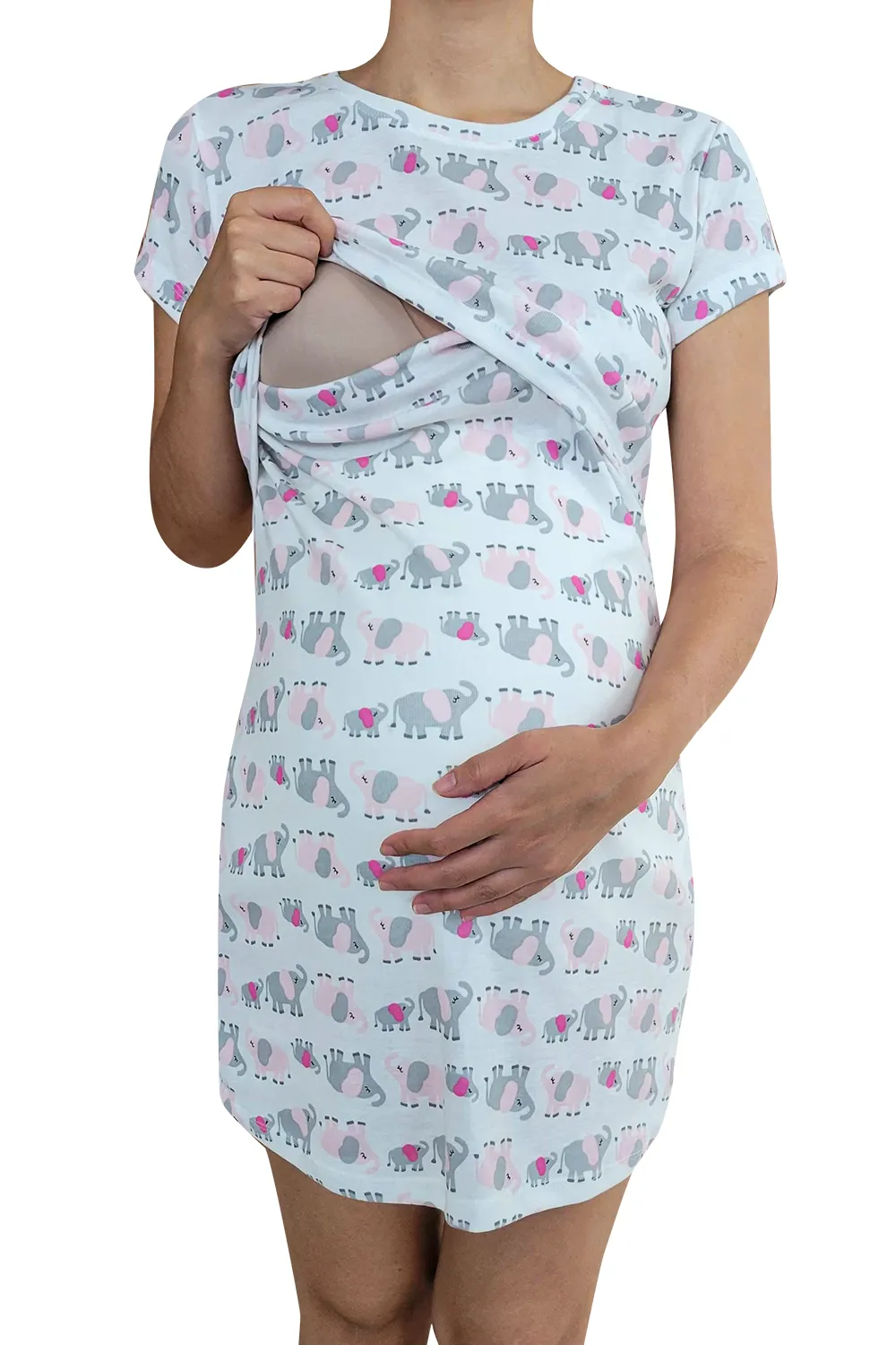 CAMISóN PIJAMA MATERNIDADLACTANCIA. ELEFANTITOS