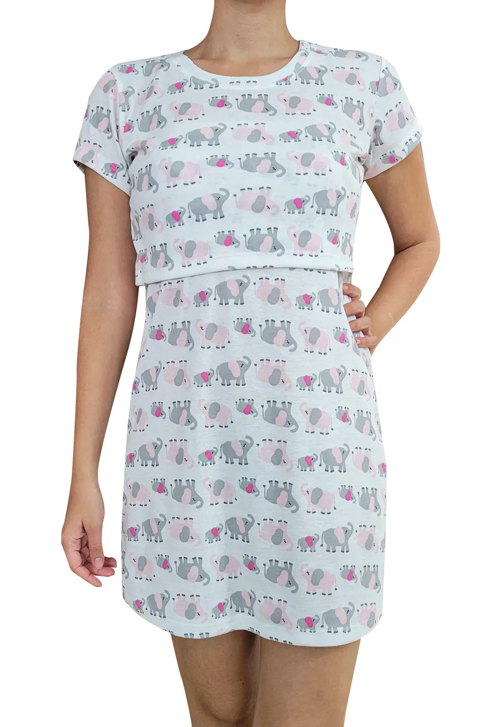 CAMISóN PIJAMA MATERNIDADLACTANCIA. ELEFANTITOS