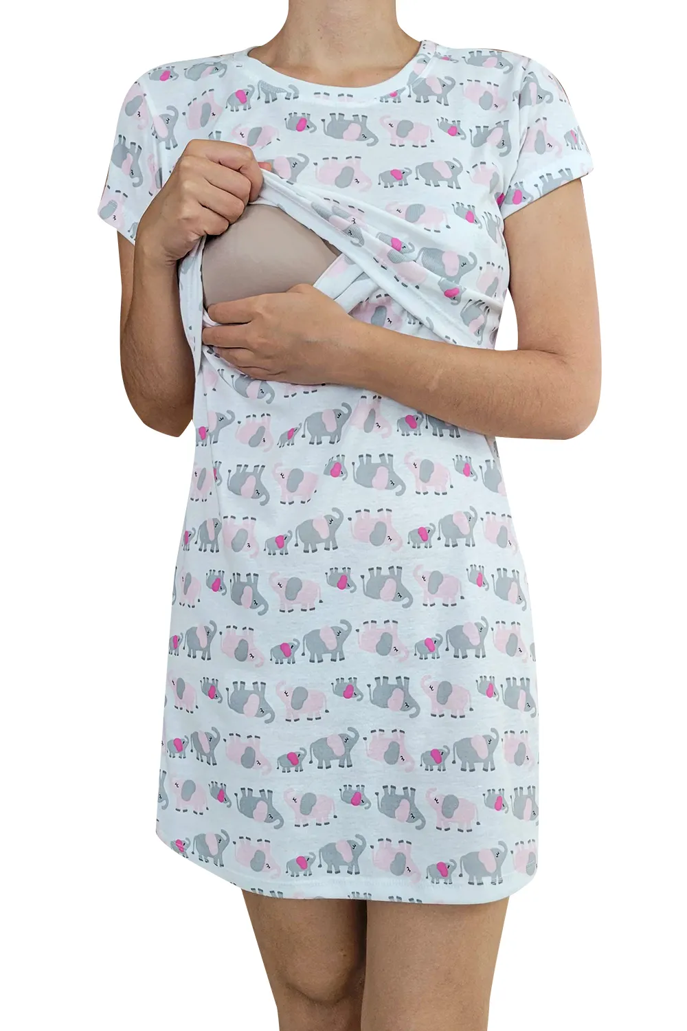 CAMISóN PIJAMA MATERNIDADLACTANCIA. ELEFANTITOS