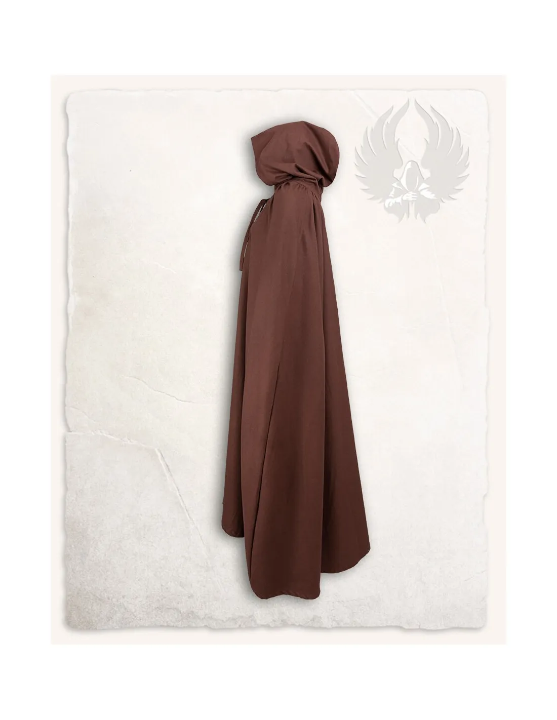 Capa medieval de algodón marrón modelo Harun
