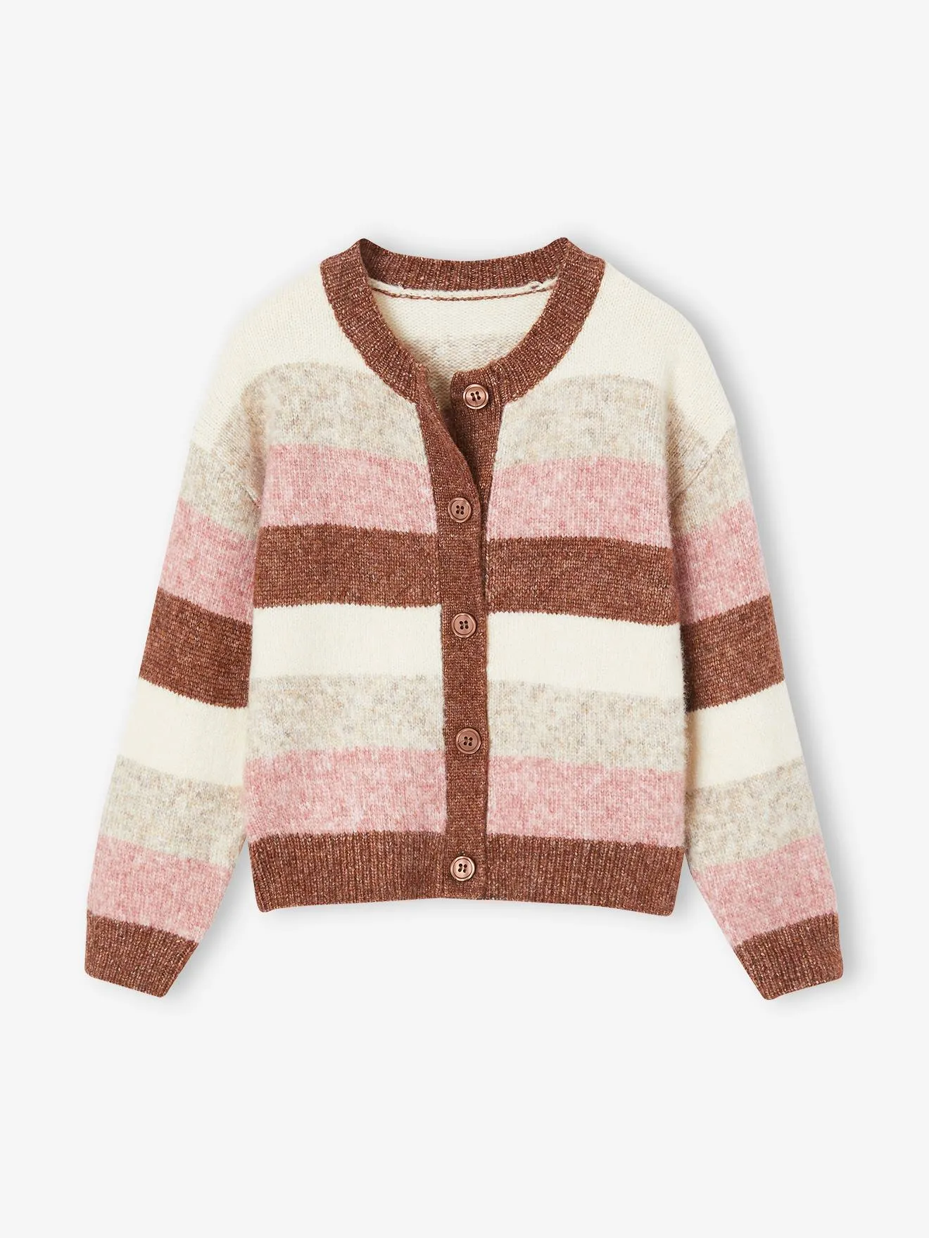 Chaqueta de punto mullido a rayas para niña