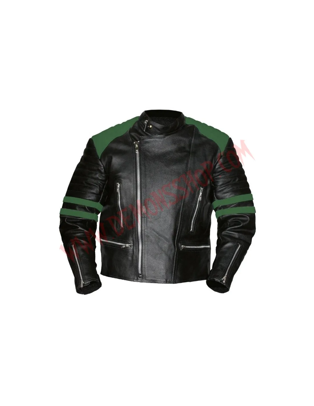 Chaqueta Old School de Cuero Verde