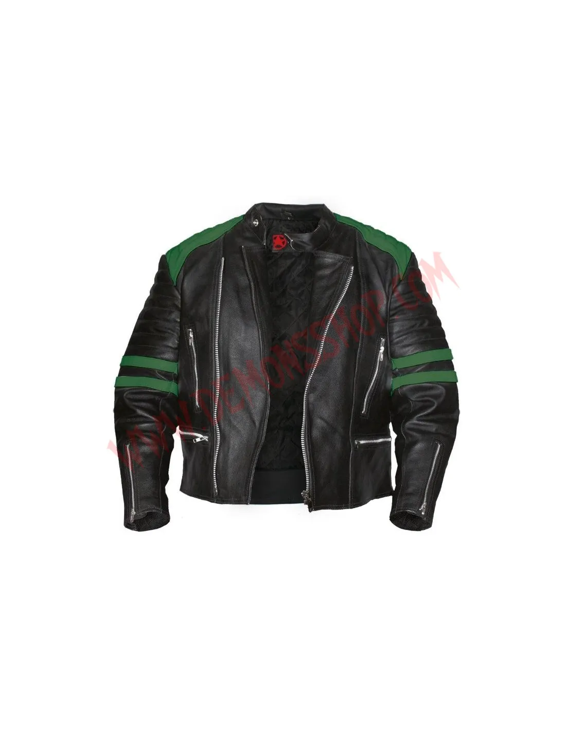 Chaqueta Old School de Cuero Verde