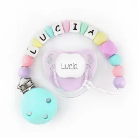 Chupetero Multicolor con chupete personalizado