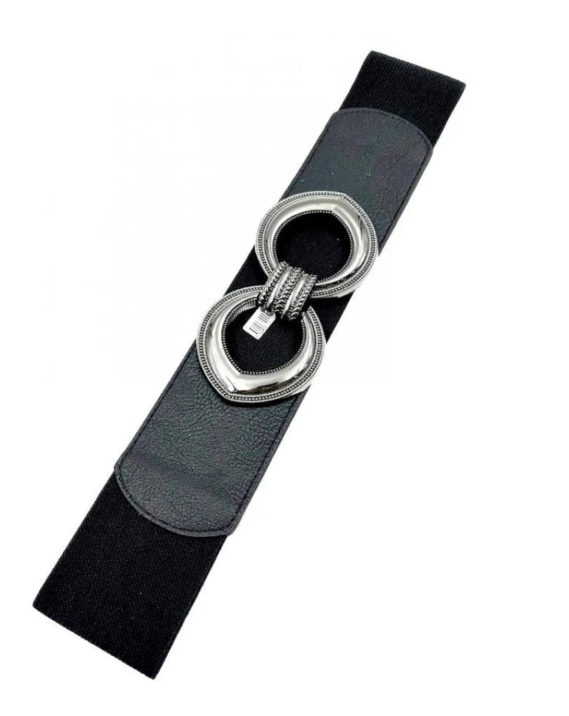 CINTURONES NEGROS ANCHOS CON PLATEADO IDEAL FONDO DE ARMARIO