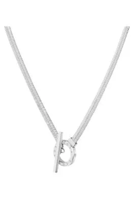 Collar plateado con cadena de espiga y cierre de palanca