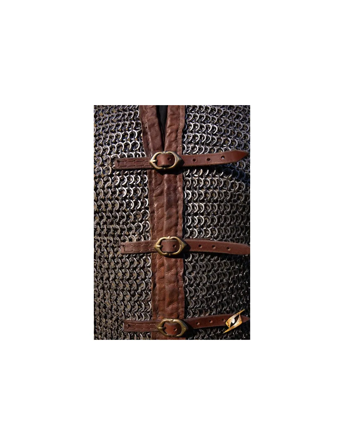 Cota de malla medieval de soldado real manga corta, acabado natural
