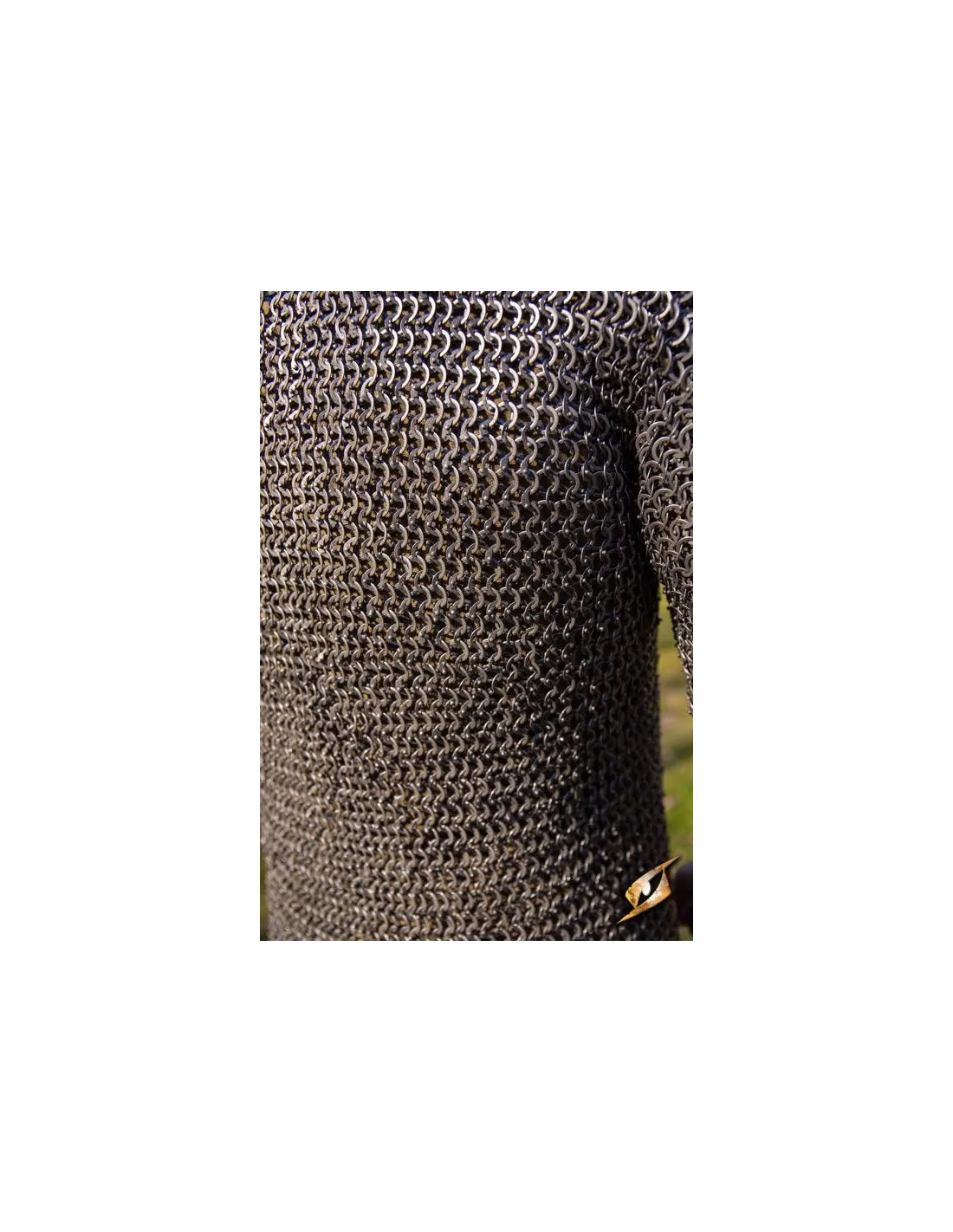 Cota de malla medieval de soldado real manga corta, acabado natural