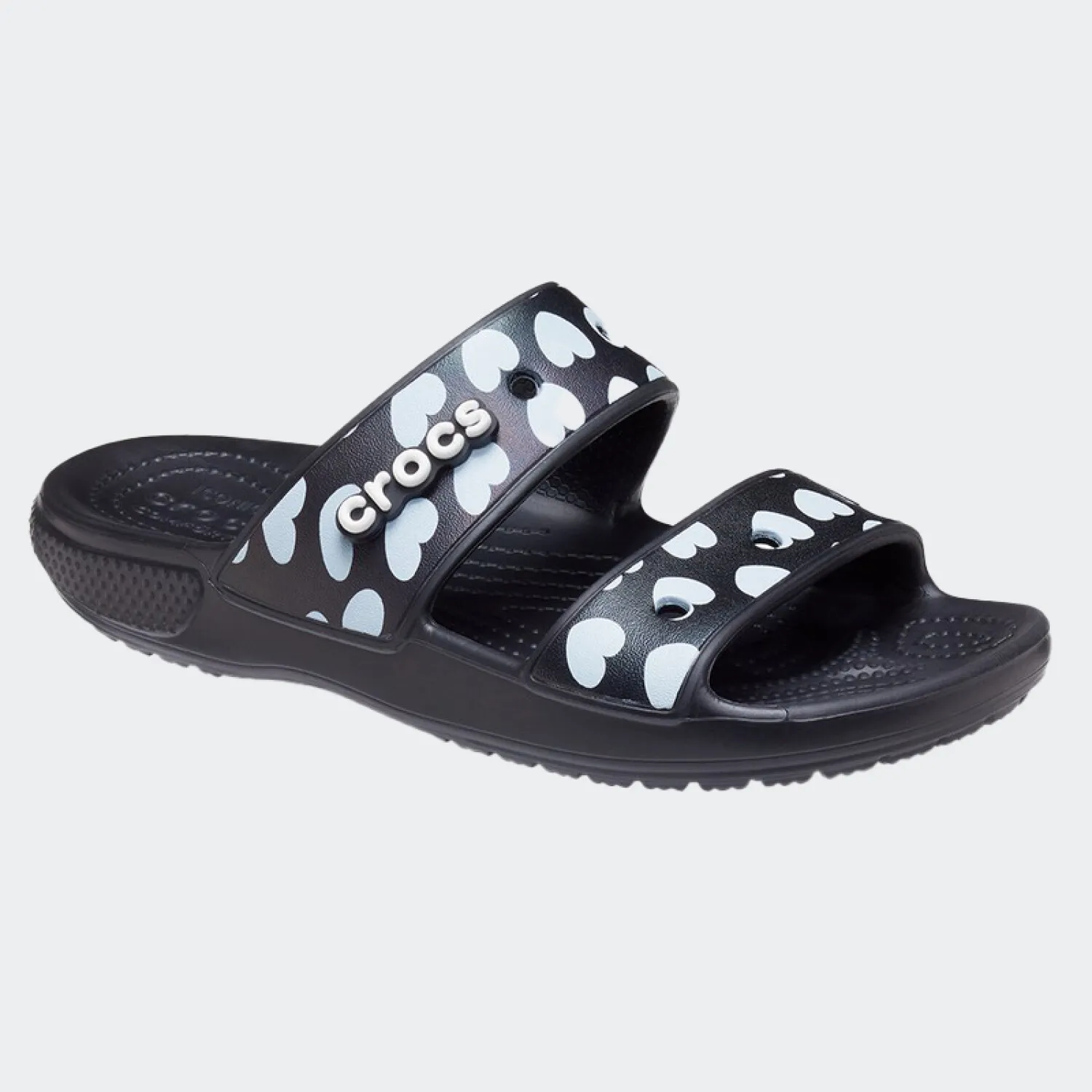 CROCS CLASSIC HEART PRINT SLIDE  NEGRO