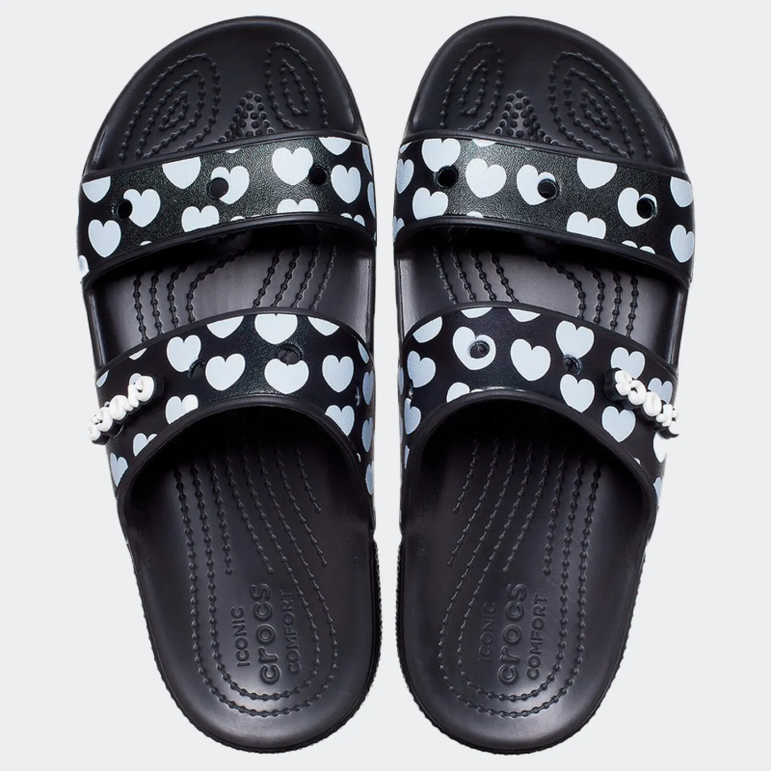 CROCS CLASSIC HEART PRINT SLIDE  NEGRO