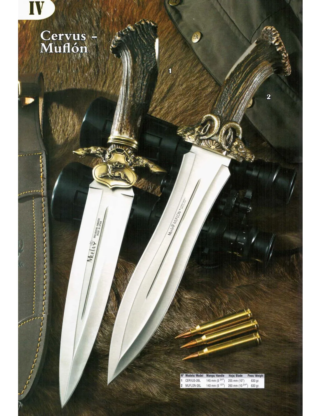 Cuchillo remate Muflón puño asta de ciervo