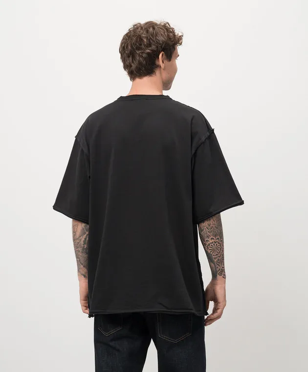 DOLCE&GABBANA BLACK TSHIRT WITH LOGO PRINT