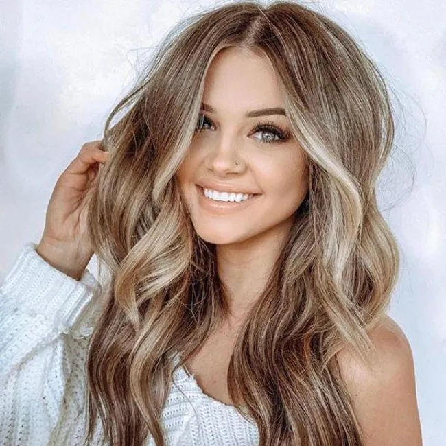 Fashion Brown Big Wavy Long Curly Women Hair Wig