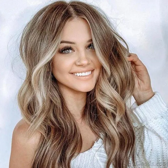Fashion Brown Big Wavy Long Curly Women Hair Wig