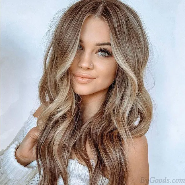 Fashion Brown Big Wavy Long Curly Women Hair Wig