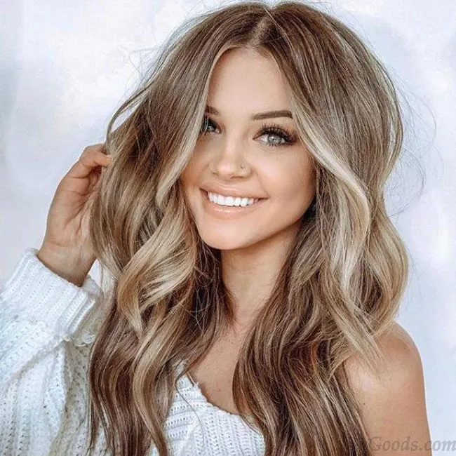 Fashion Brown Big Wavy Long Curly Women Hair Wig