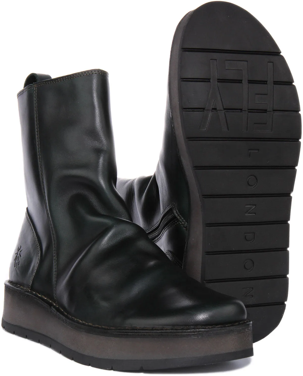 Fly London RENO053 Botines con suela de plataforma para mujer en negro