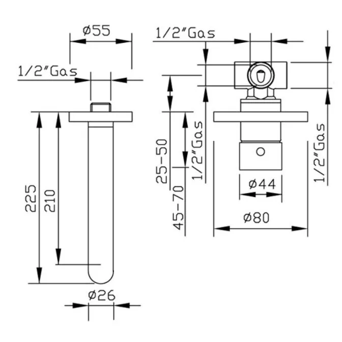 GABOLI FRATELLI GRILLO MEZCLADOR LAVABO EMPOTRADO CON CAÑO 250MM DE PARED